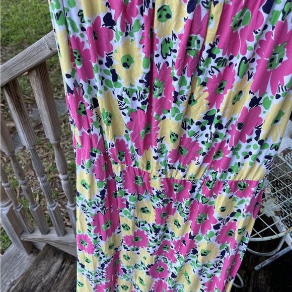 Lilly Pulitzer Marlisa Maxi Dress L Strapless Doodlebug Daisy Floral Pink Green - Picture 2 of 7
